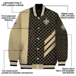 new orleans saints triple side stripes gold black varsity jacket best selling