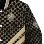 new orleans saints triple side stripes gold black varsity jacket best selling