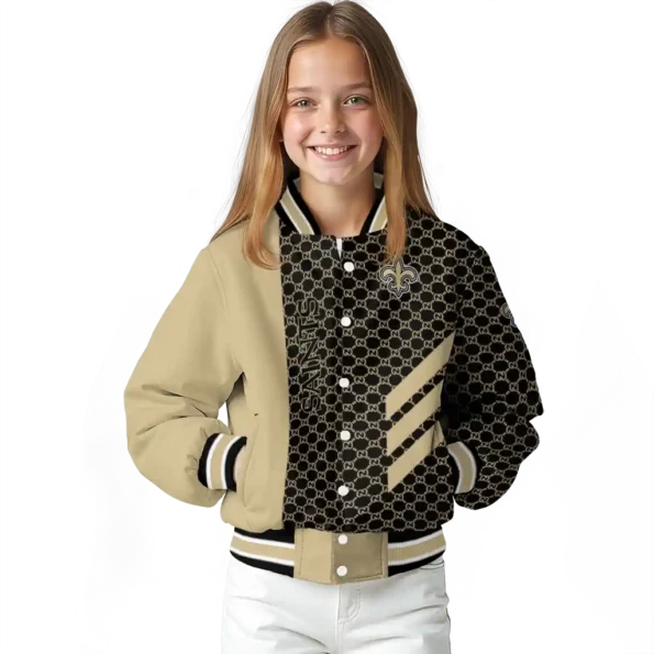 new orleans saints triple side stripes gold black varsity jacket top rated