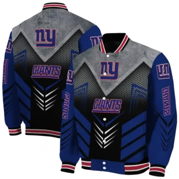 new york giants arrow layer blue black varsity jacket fashion forward