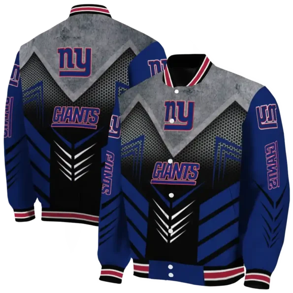 new york giants arrow layer blue black varsity jacket fashion forward