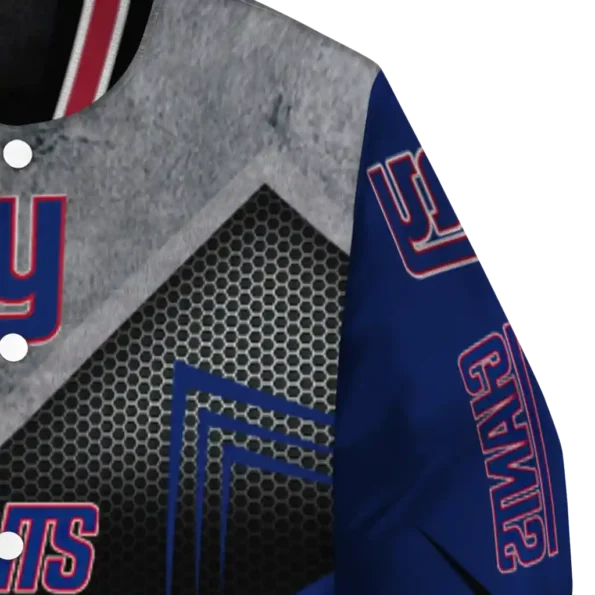 new york giants arrow layer blue black varsity jacket premium grade