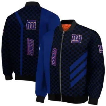 new york giants triple side stripes blue black bomber jacket fashion forward