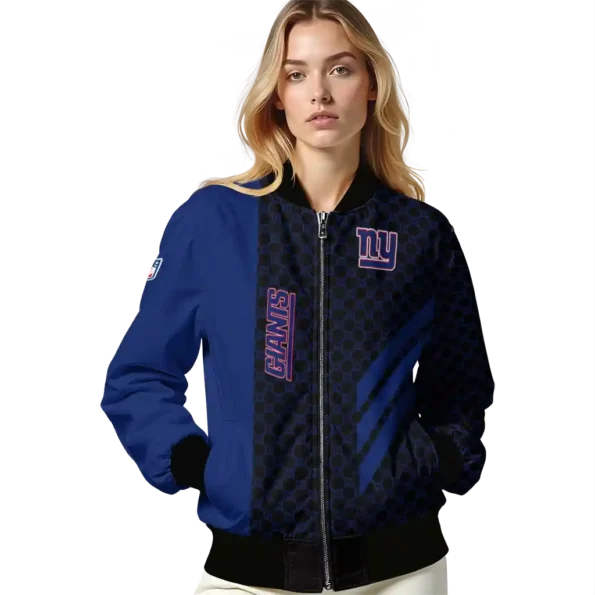 new york giants triple side stripes blue black bomber jacket latest model