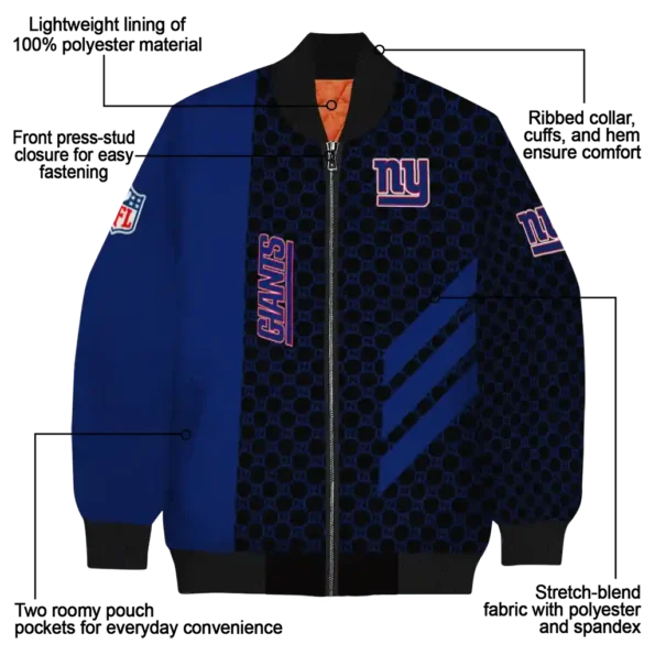 new york giants triple side stripes blue black bomber jacket new arrival