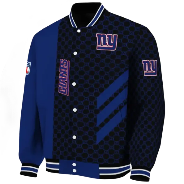 new york giants triple side stripes blue black varsity jacket best selling