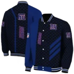 new york giants triple side stripes blue black varsity jacket best selling