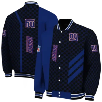new york giants triple side stripes blue black varsity jacket fashion forward