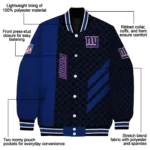 new york giants triple side stripes blue black varsity jacket best selling
