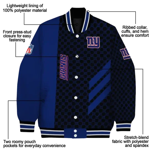 new york giants triple side stripes blue black varsity jacket new arrival