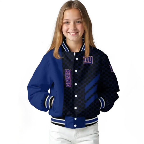 new york giants triple side stripes blue black varsity jacket top rated