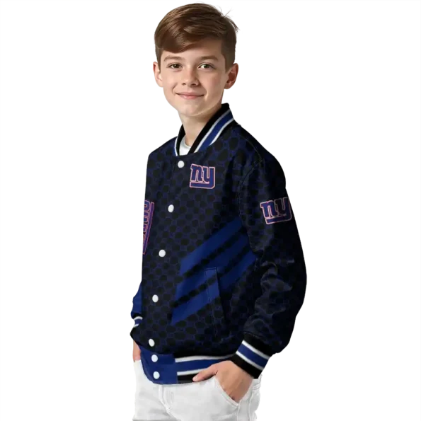 new york giants triple side stripes blue black varsity jacket trendy
