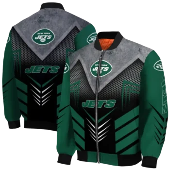 new york jets arrow layer green black bomber jacket fashion forward