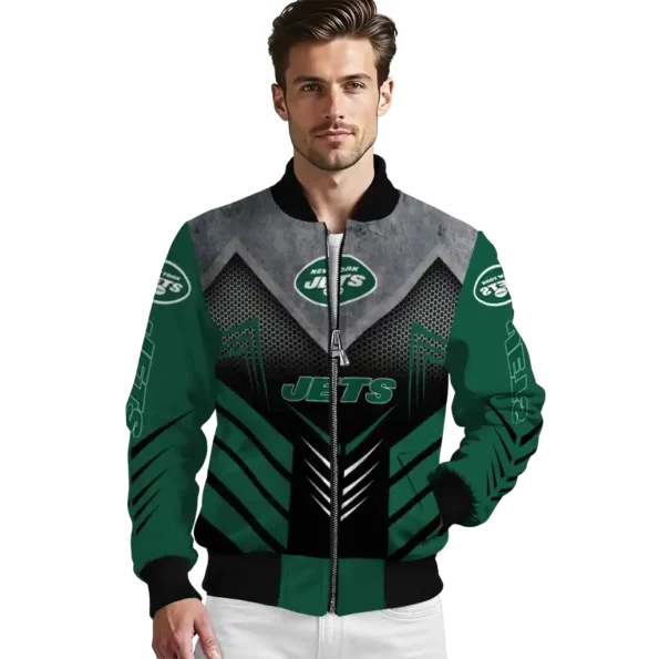 new york jets arrow layer green black bomber jacket high quality