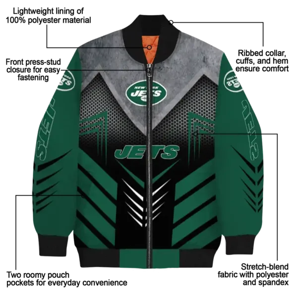 new york jets arrow layer green black bomber jacket new arrival