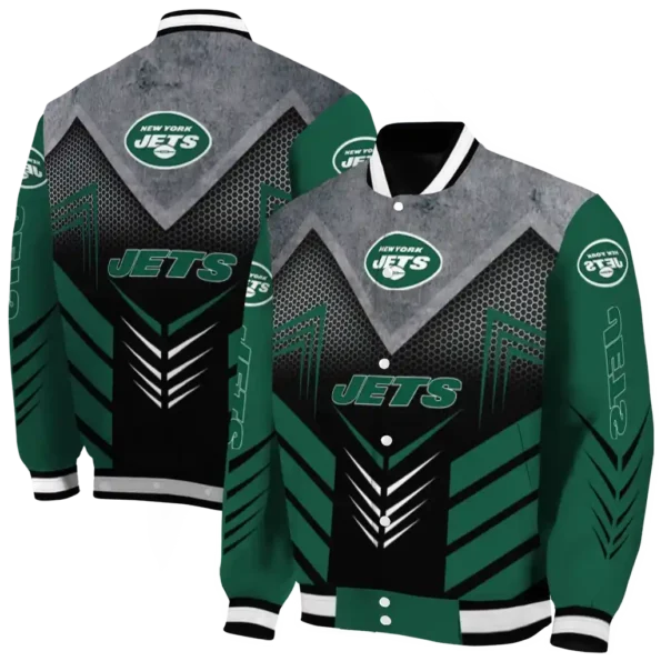 new york jets arrow layer green black varsity jacket fashion forward