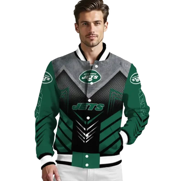 new york jets arrow layer green black varsity jacket high quality