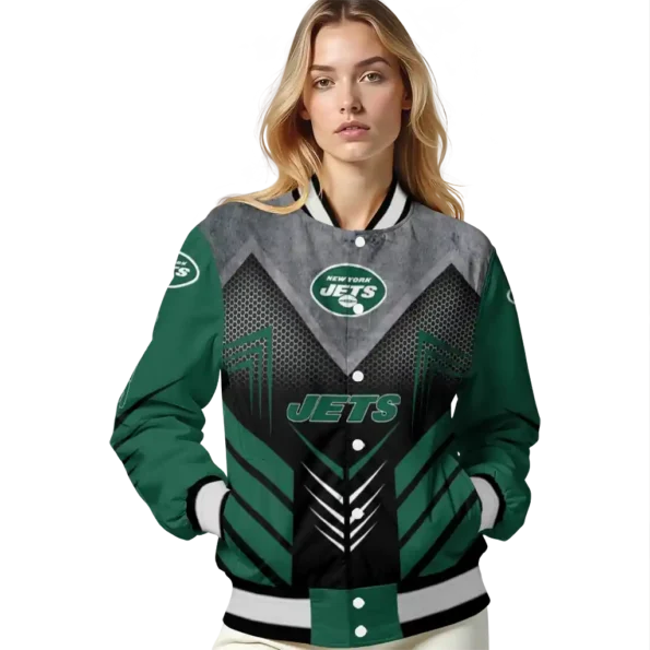 new york jets arrow layer green black varsity jacket latest model
