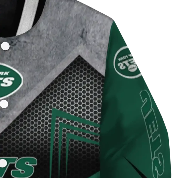new york jets arrow layer green black varsity jacket premium grade