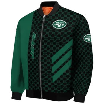 new york jets triple side stripes green black bomber jacket best selling