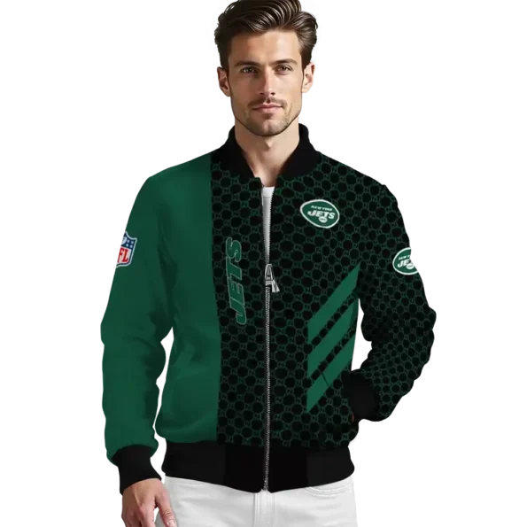 new york jets triple side stripes green black bomber jacket high quality