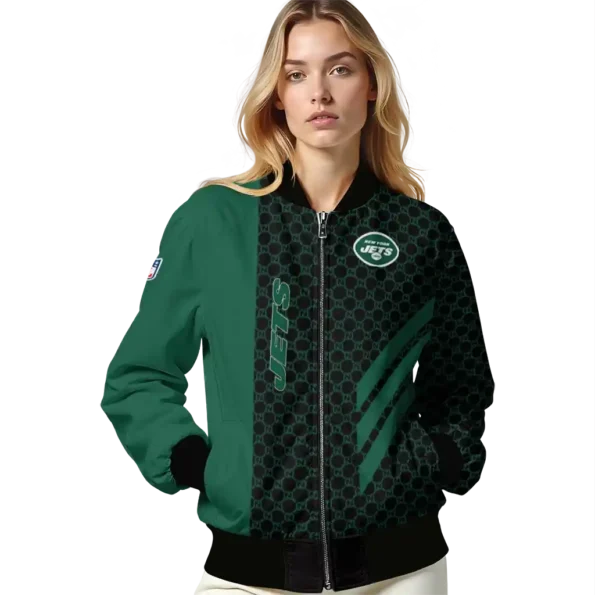 new york jets triple side stripes green black bomber jacket latest model