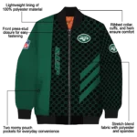 new york jets triple side stripes green black bomber jacket best selling