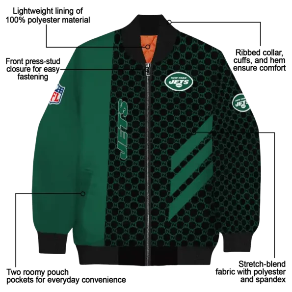 new york jets triple side stripes green black bomber jacket new arrival