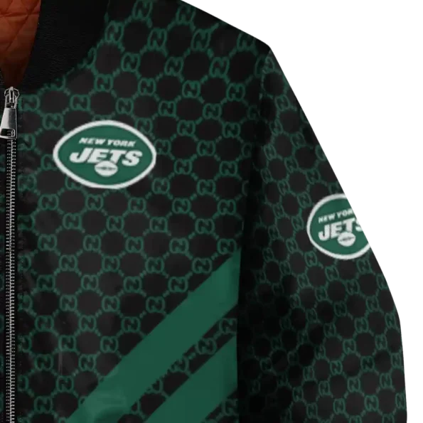 new york jets triple side stripes green black bomber jacket premium grade