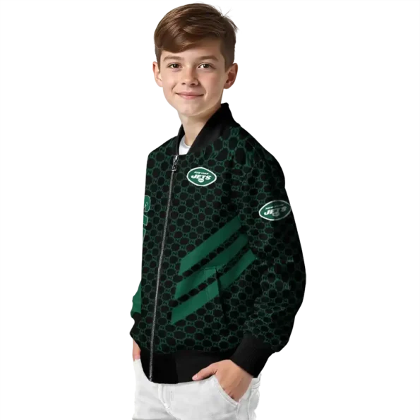 new york jets triple side stripes green black bomber jacket trendy
