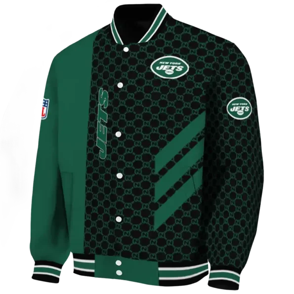 new york jets triple side stripes green black varsity jacket best selling