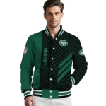 new york jets triple side stripes green black varsity jacket best selling