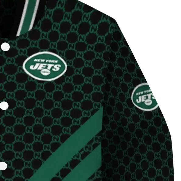 new york jets triple side stripes green black varsity jacket premium grade