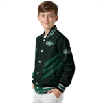 new york jets triple side stripes green black varsity jacket best selling