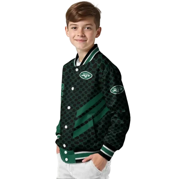 new york jets triple side stripes green black varsity jacket trendy