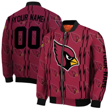personalized arizona cardinals bolt stripe red bomber jacket fashion forward