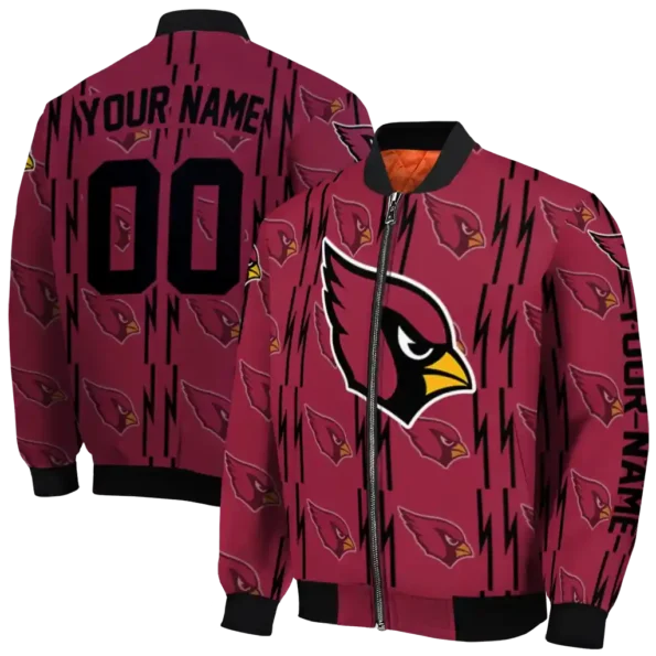 personalized arizona cardinals bolt stripe red bomber jacket fashion forward