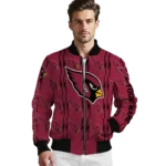 personalized arizona cardinals bolt stripe red bomber jacket best selling