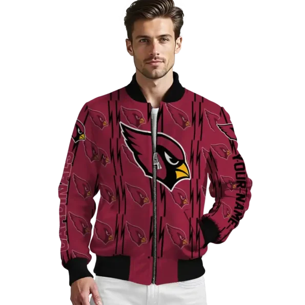 personalized arizona cardinals bolt stripe red bomber jacket high quality