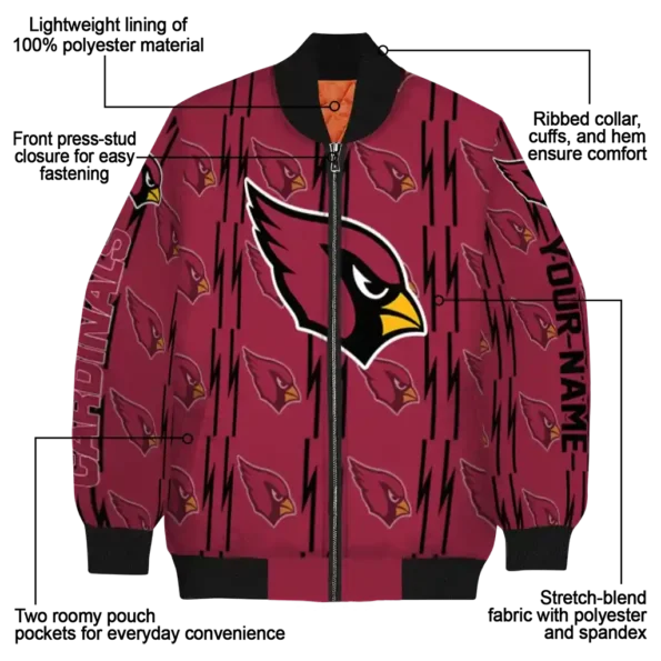 personalized arizona cardinals bolt stripe red bomber jacket new arrival