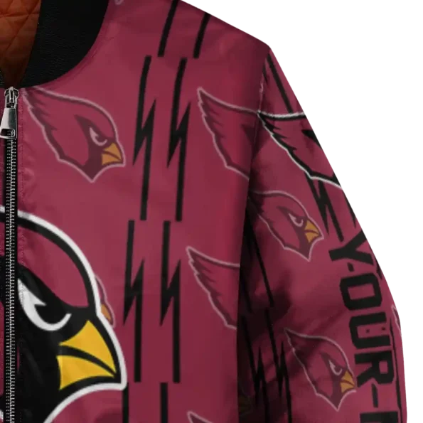 personalized arizona cardinals bolt stripe red bomber jacket premium grade