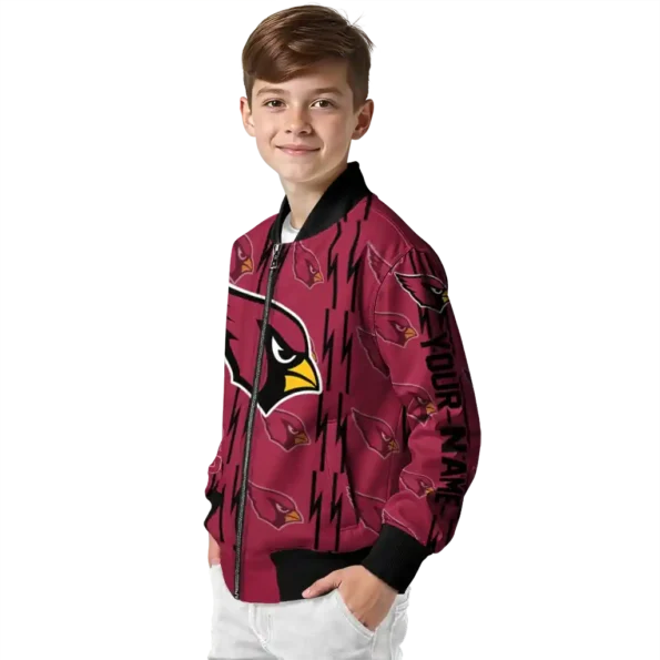 personalized arizona cardinals bolt stripe red bomber jacket trendy
