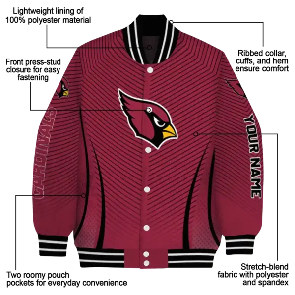 personalized arizona cardinals chevron arrow red varsity jacket new arrival.webp