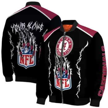 personalized arizona cardinals claw blood red black bomber jacket fashion forward