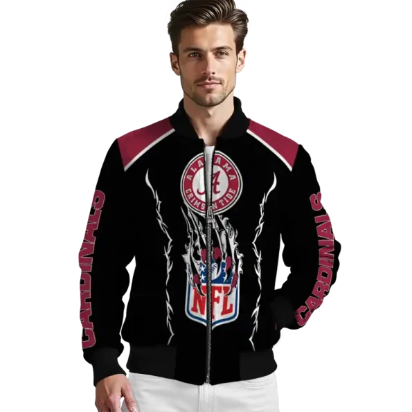 personalized arizona cardinals claw blood red black bomber jacket high quality
