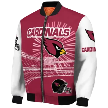 personalized arizona cardinals ferris arena red white bomber jacket best selling