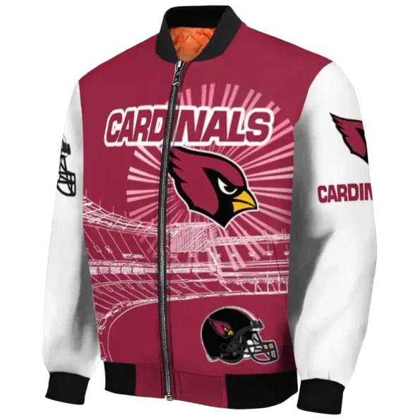 personalized arizona cardinals ferris arena red white bomber jacket best selling