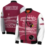 personalized arizona cardinals ferris arena red white bomber jacket best selling