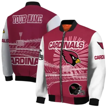personalized arizona cardinals ferris arena red white bomber jacket fashion forward
