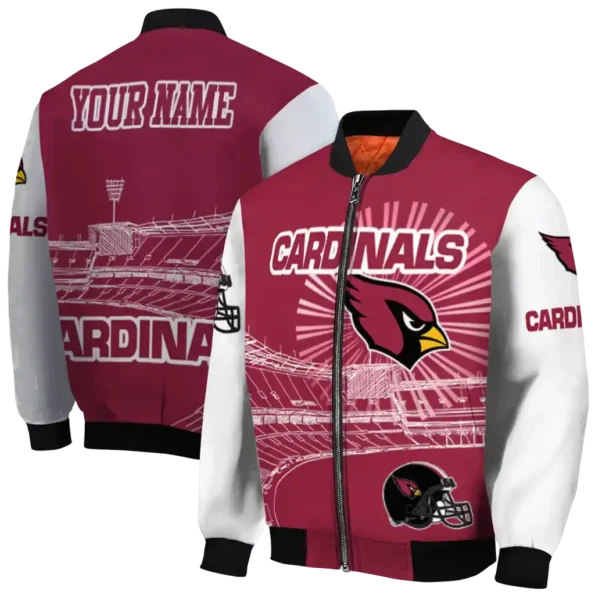 personalized arizona cardinals ferris arena red white bomber jacket fashion forward